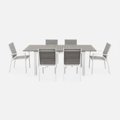 Set tavolo da giardino allungabile in alluminio con 6 sedie