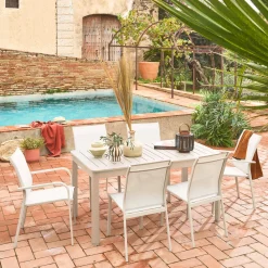 Set tavolo da giardino allungabile in alluminio con 6 sedie