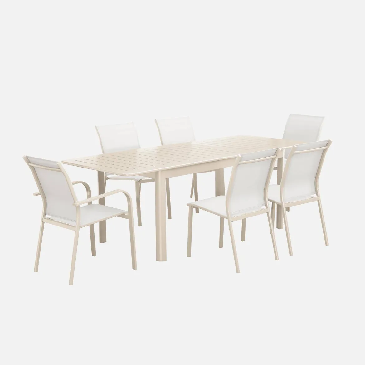 Set tavolo da giardino allungabile in alluminio con 6 sedie