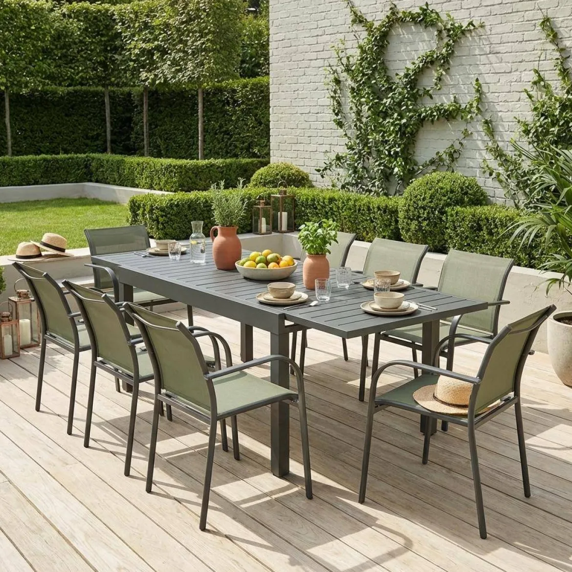 Set tavolo da giardino allungabile con 8 sedie