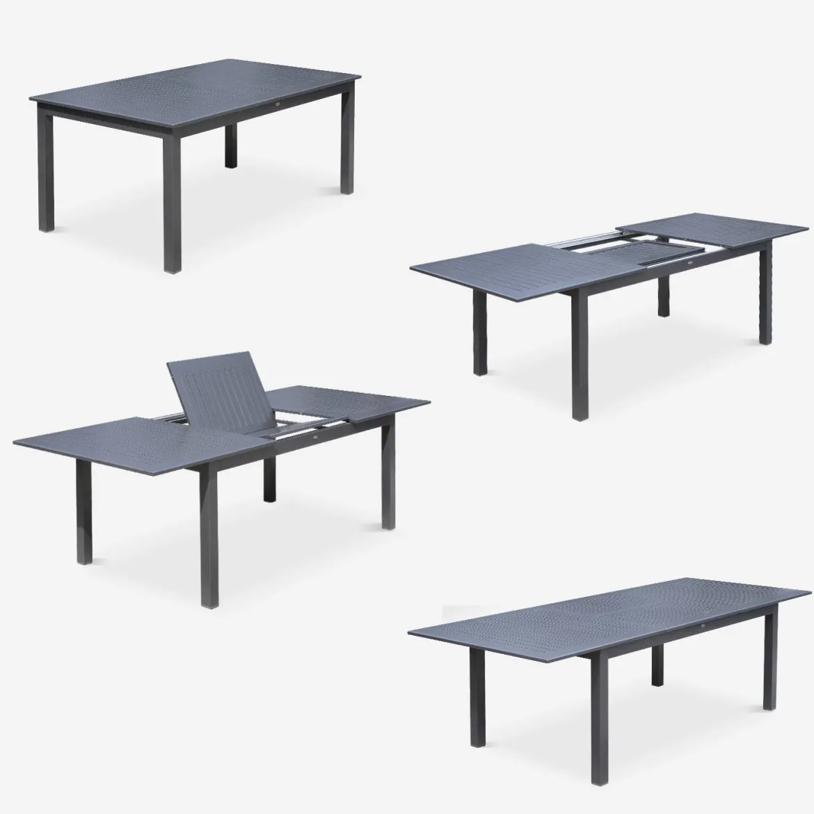 Set tavolo da giardino allungabile in alluminio con 8 sedie