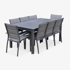 Set tavolo da giardino allungabile in alluminio con 8 sedie