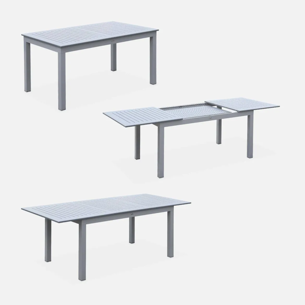 Set tavolo da giardino allungabile in alluminio con 6 sedie