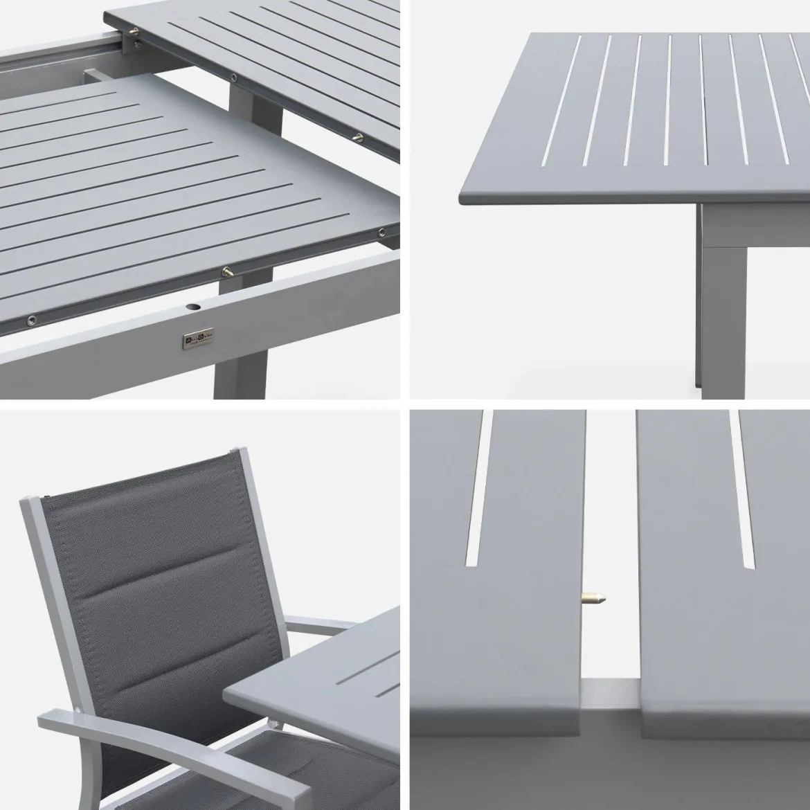 Set tavolo da giardino allungabile in alluminio con 6 sedie