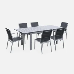 Set tavolo da giardino allungabile in alluminio con 6 sedie