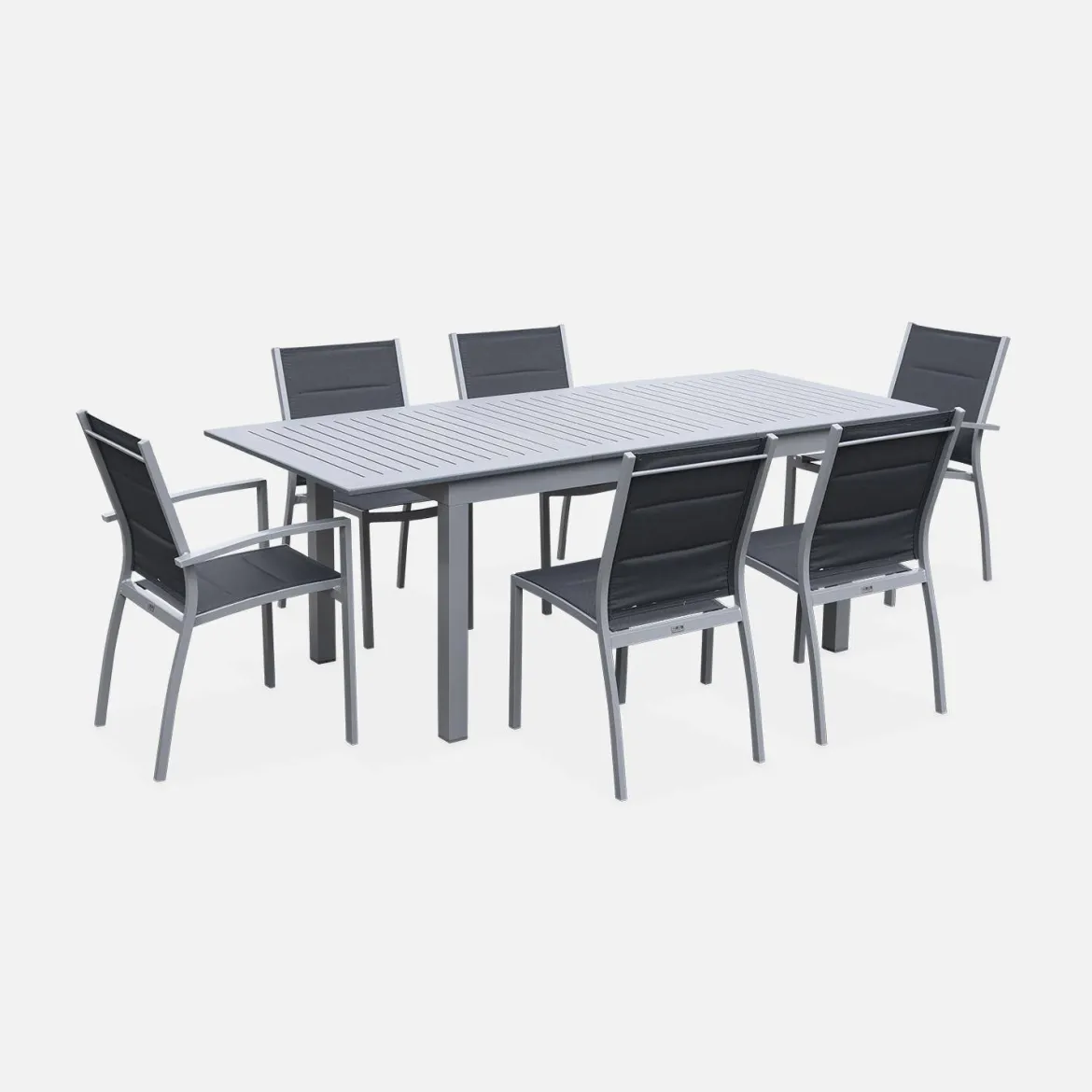 Set tavolo da giardino allungabile in alluminio con 6 sedie