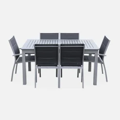Set tavolo da giardino allungabile in alluminio con 6 sedie