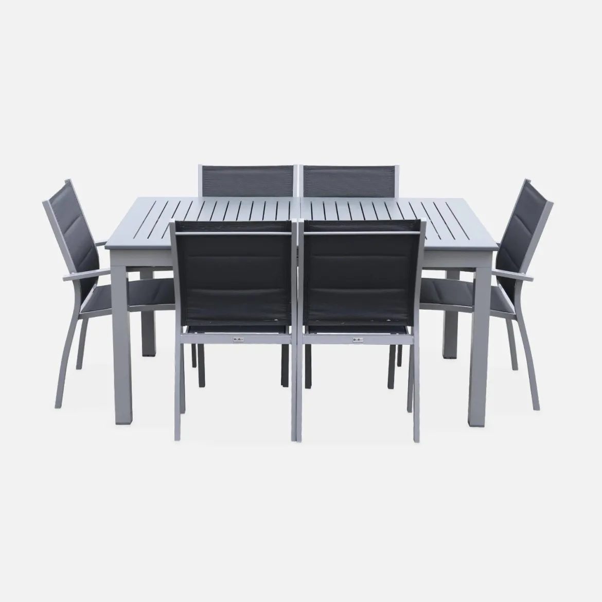 Set tavolo da giardino allungabile in alluminio con 6 sedie