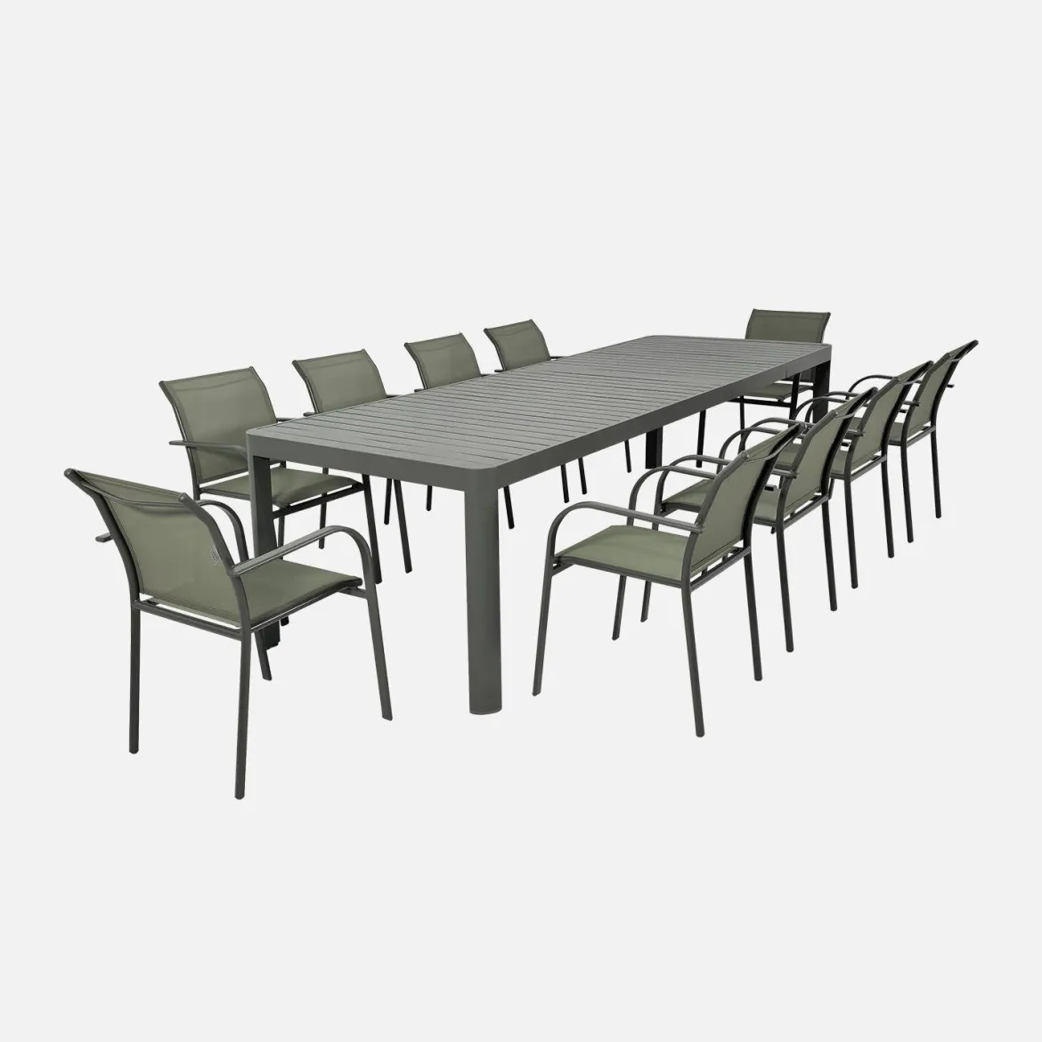 Set tavolo da giardino allungabile in alluminio con 10 sedie