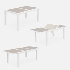 Set tavolo da giardino allungabile in alluminio con 6 sedie