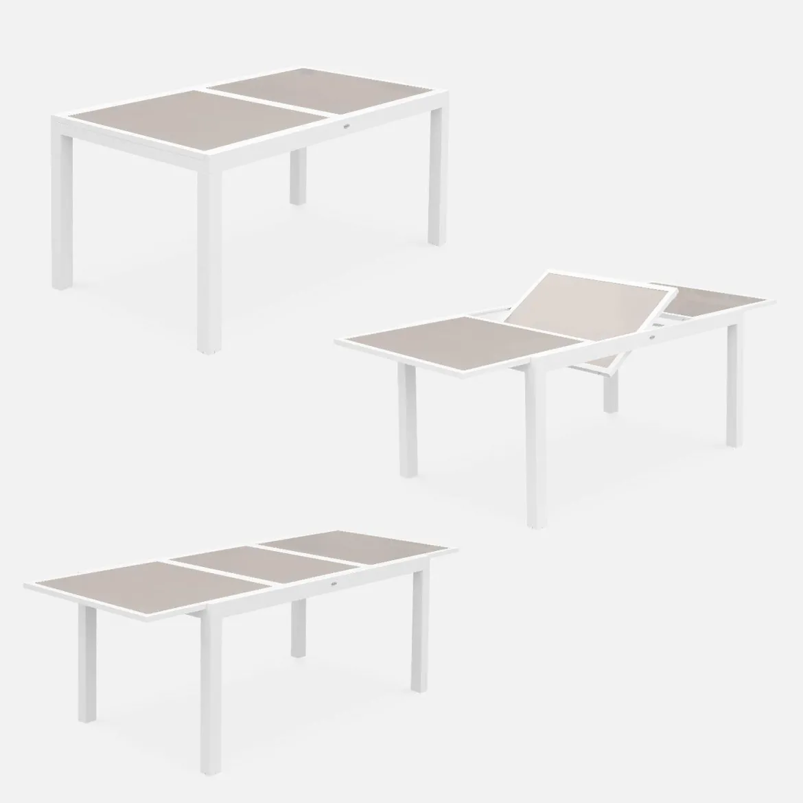 Set tavolo da giardino allungabile in alluminio con 6 sedie