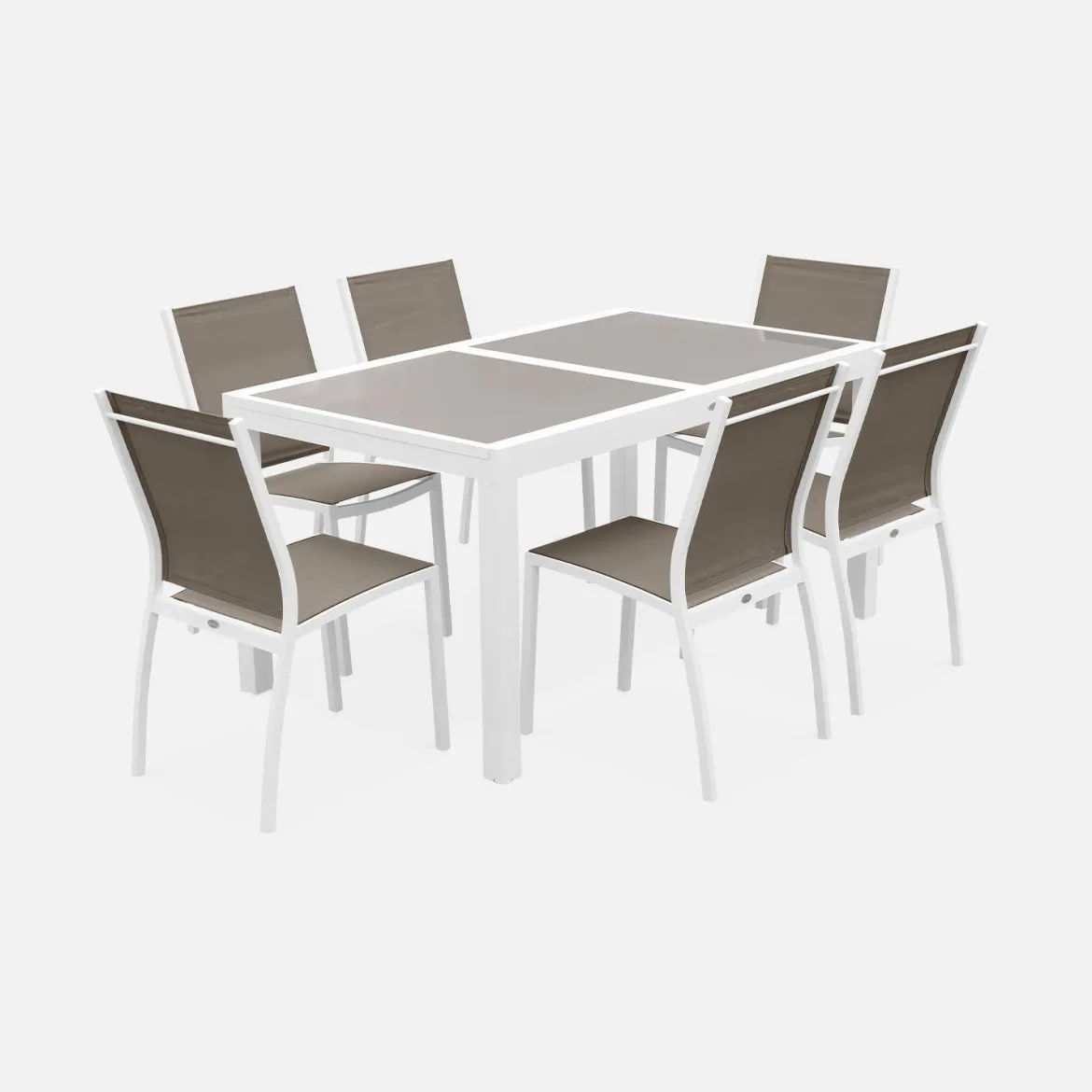 Set tavolo da giardino allungabile in alluminio con 6 sedie