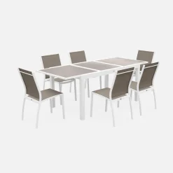 Set tavolo da giardino allungabile in alluminio con 6 sedie