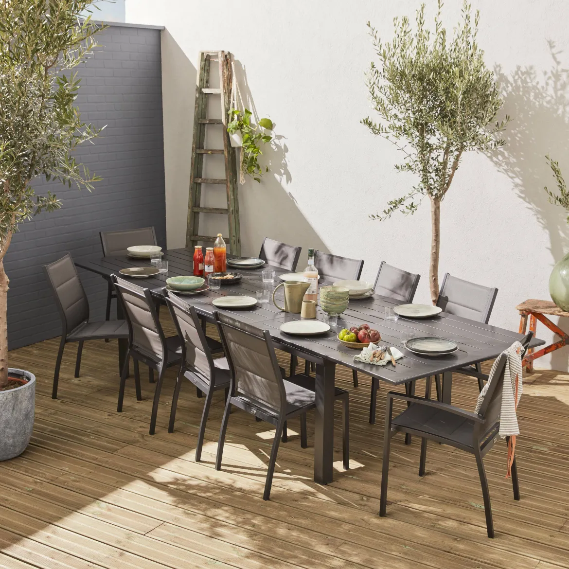 Set tavolo da giardino allungabile con 10 sedie
