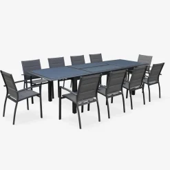 Set tavolo da giardino allungabile in alluminio con 8 sedie