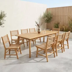Set tavolo da giardino allungabile in legno di acacia con 8 sedie
