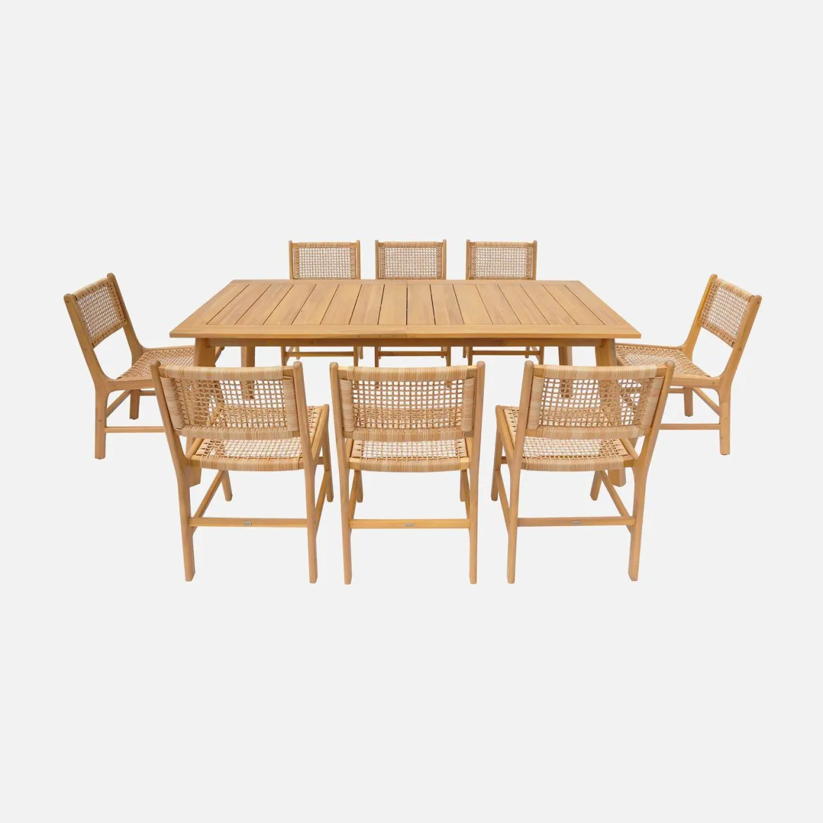 Set tavolo da giardino allungabile in legno di acacia con 8 sedie