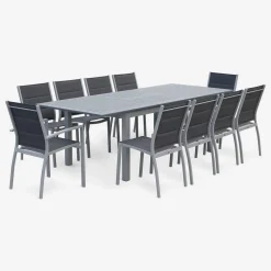 Set tavolo da giardino allungabile in alluminio con 8 sedie