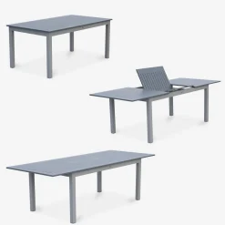 Set tavolo da giardino allungabile in alluminio con 8 sedie
