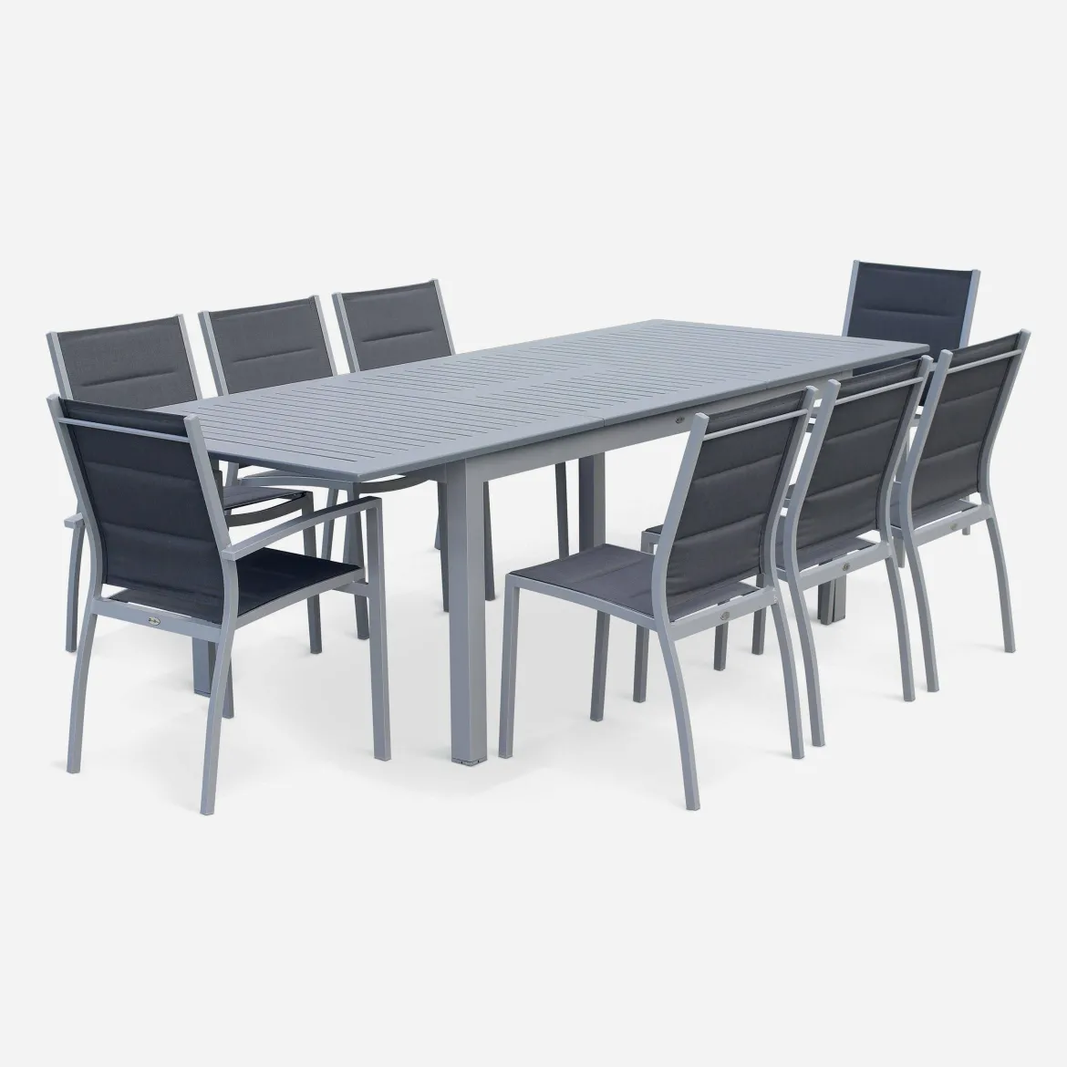 Set tavolo da giardino allungabile in alluminio con 8 sedie