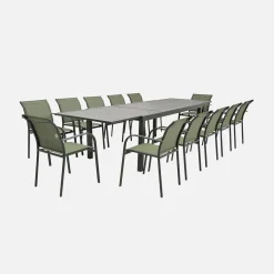 Set tavolo da giardino allungabile in alluminio con 10 sedie