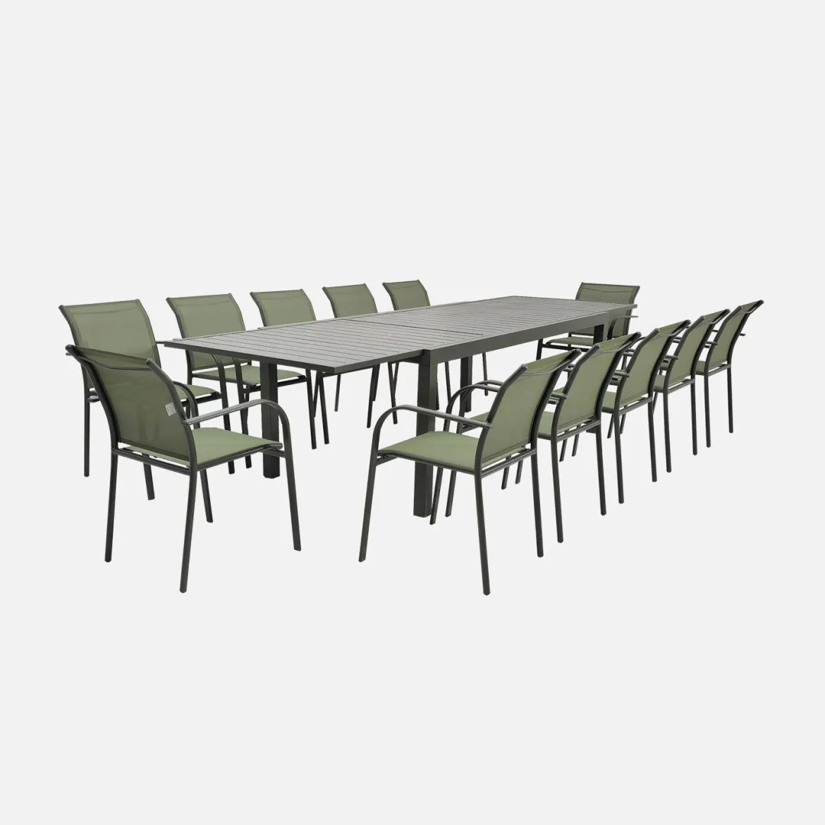 Set tavolo da giardino allungabile in alluminio con 10 sedie