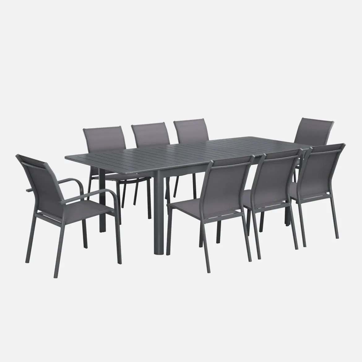 Set tavolo da giardino allungabile in alluminio con 8 sedie