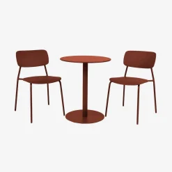 Set tavolo da giardino bistrot rotondo in acciaio con 2 sedie