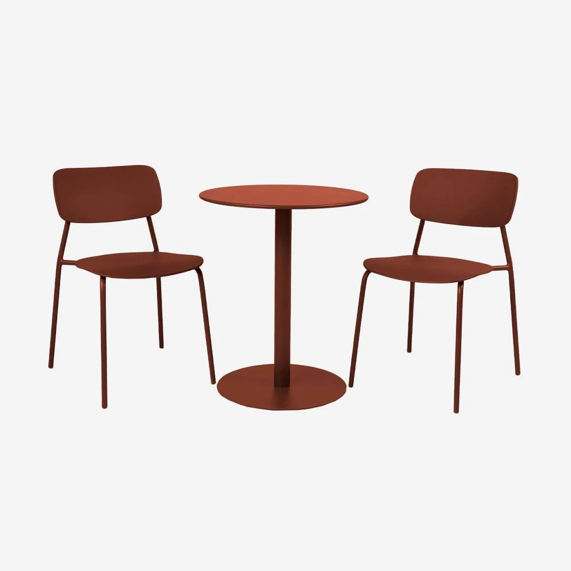 Set tavolo da giardino bistrot rotondo in acciaio con 2 sedie