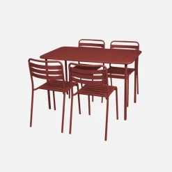 Set tavolo da giardino bistrot in metallo con 4 sedie, 120cm