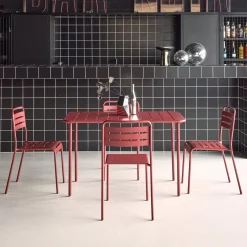 Set tavolo da giardino bistrot in metallo con 4 sedie, 120cm