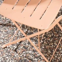 Set tavolo da giardino bistrot pieghevole rotondo in acciaio, 2 sedie