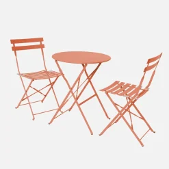 Set tavolo da giardino bistrot pieghevole in acciaio con 2 sedie, Ø60cm