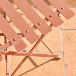 Set tavolo da giardino bistrot pieghevole in acciaio con 2 sedie, Ø60cm