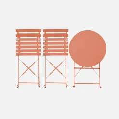 Set tavolo da giardino bistrot pieghevole in acciaio con 2 sedie, Ø60cm