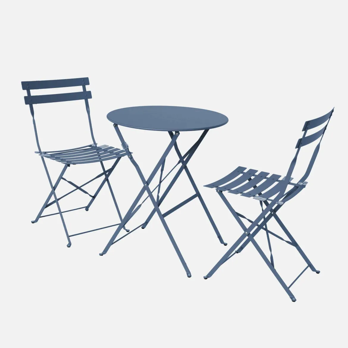Set tavolo da giardino bistrot pieghevole in acciaio con 2 sedie, Ø60cm
