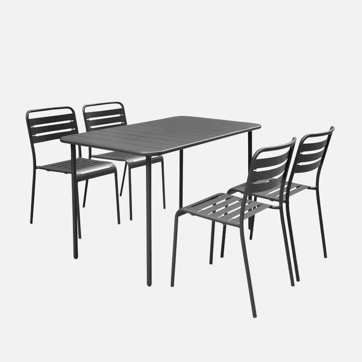 Set tavolo da giardino bistrot in metallo con 4 sedie, 120cm