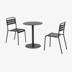 Set tavolo da giardino bistrot rotondo in acciaio con 2 sedie