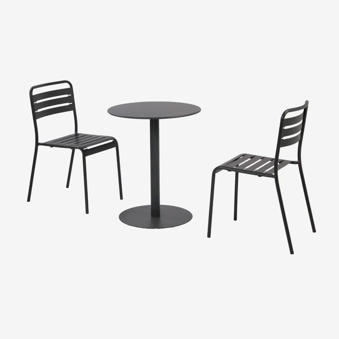 Set tavolo da giardino bistrot rotondo in acciaio con 2 sedie