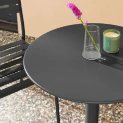 Set tavolo da giardino bistrot rotondo in acciaio con 2 sedie