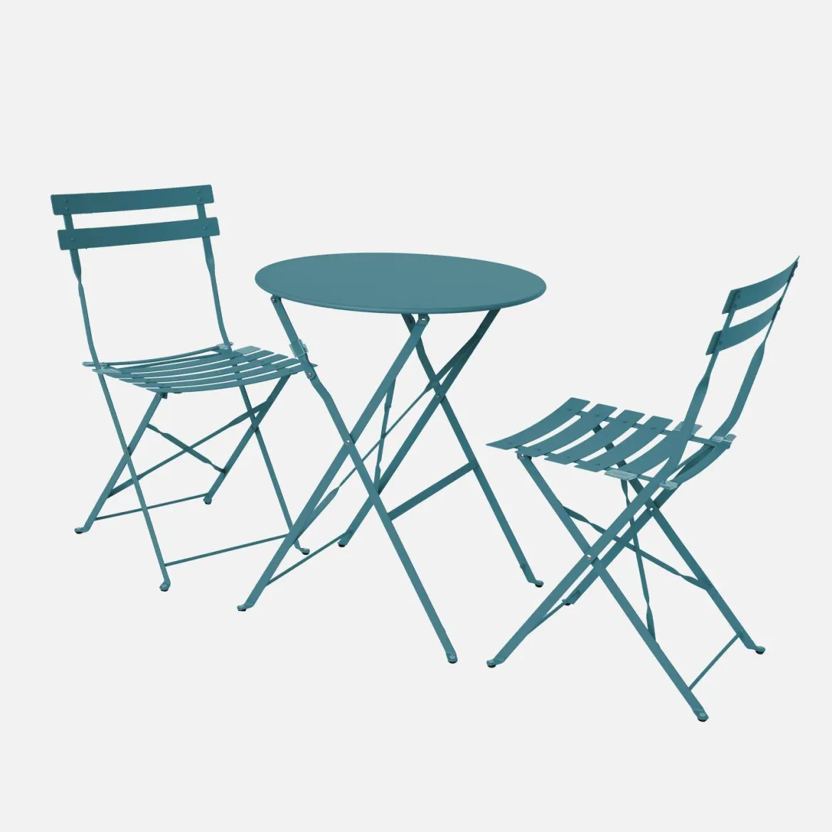 Set tavolo da giardino bistrot pieghevole in acciaio con 2 sedie, Ø60cm