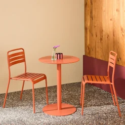 Set tavolo da giardino bistrot rotondo in acciaio con 2 sedie