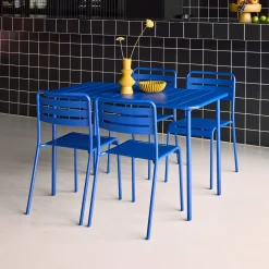Set tavolo da giardino bistrot in metallo con 4 sedie, 120cm