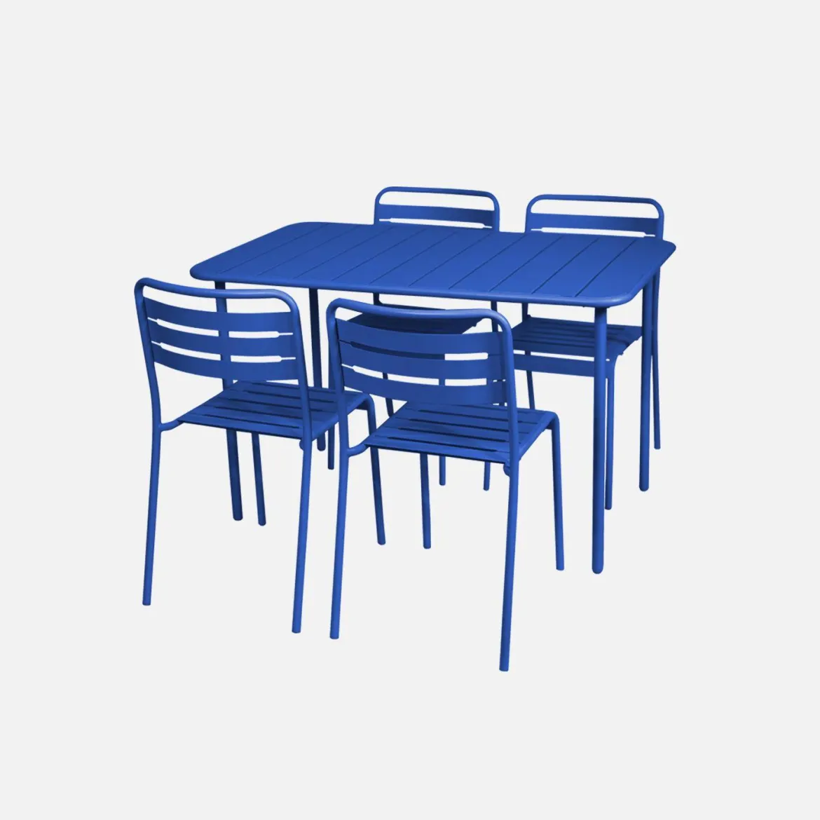 Set tavolo da giardino bistrot in metallo con 4 sedie, 120cm