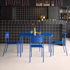 Set tavolo da giardino bistrot in metallo con 4 sedie, 120cm