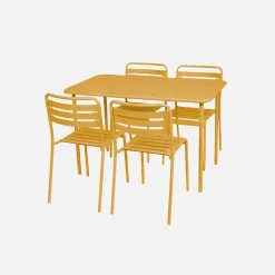 Set tavolo da giardino bistrot in metallo con 4 sedie, 120cm