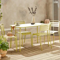 Set tavolo da giardino bistrot in metallo con 4 sedie, 120cm