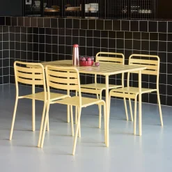 Set tavolo da giardino bistrot in metallo con 4 sedie, 120cm