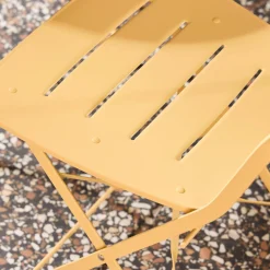 Set tavolo da giardino bistrot pieghevole rotondo in acciaio con 2 sedie