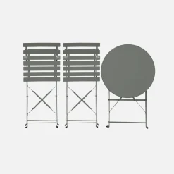 Set tavolo da giardino bistrot pieghevole in acciaio con 2 sedie, Ø60cm